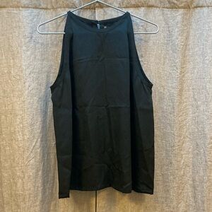 Ellen Tracy Black Silk Blouse with High Neckline